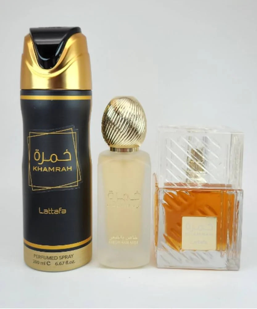 PACK KHAMRAH PERFUME+PERFUME CAPILAR +DESODORANTE