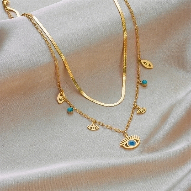 Collar de capas con incrustaciones turquesa estilo vintage