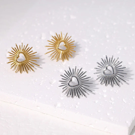 Pendientes minimalistas de acero inoxidable  Estrella corazón