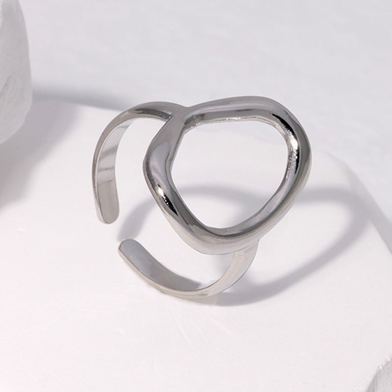 Anillo abierto acero inoxidable geométrico