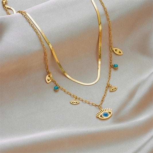 Collar de capas con incrustaciones turquesa estilo vintage