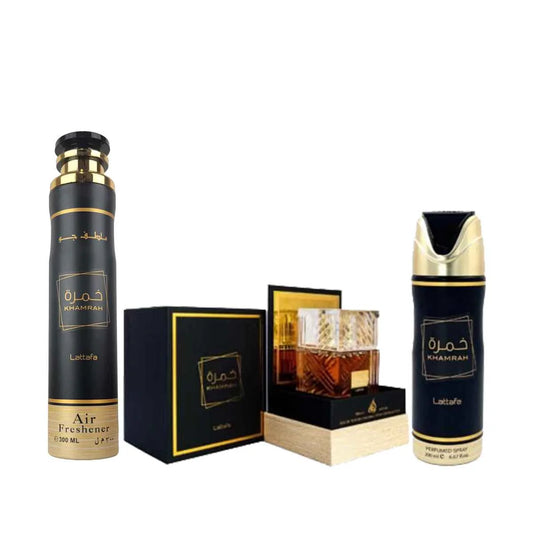 PACK KHAMRAH PERFUME+ AMBIENTADOR+DESODORANTE