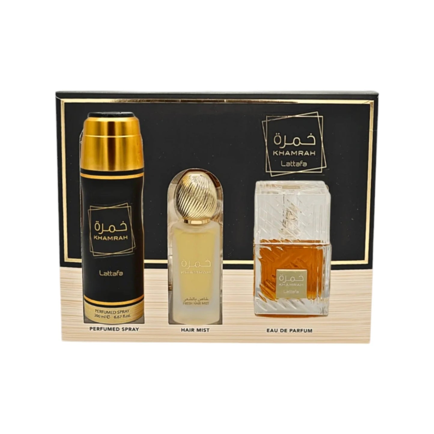 PACK KHAMRAH PERFUME+PERFUME CAPILAR +DESODORANTE