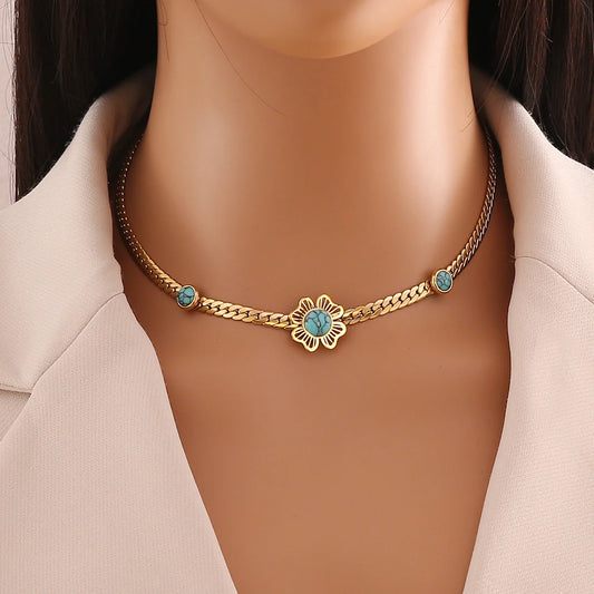 Collares acero inoxidable con flores
