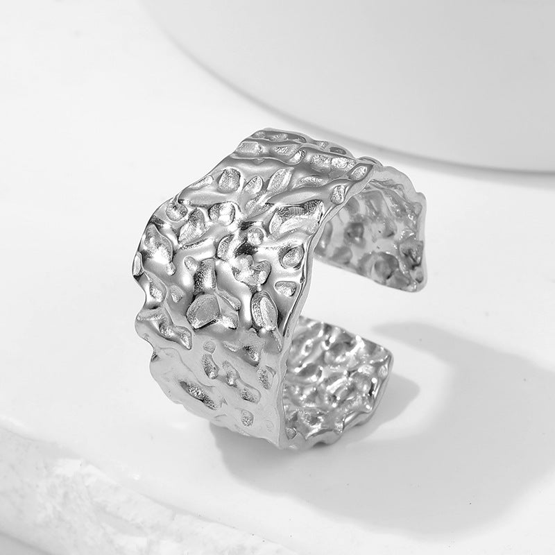 Anillo abierto geométrico de moda de acero inoxidable