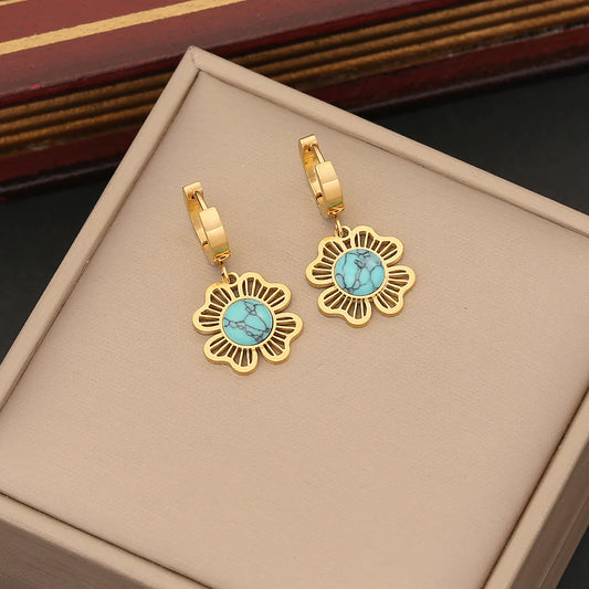 Pendientes de acero Flor