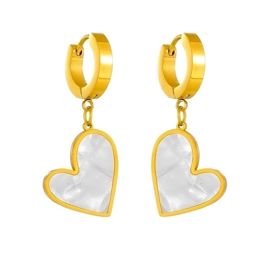 Pendientes acero inoxidable, forma de corazón