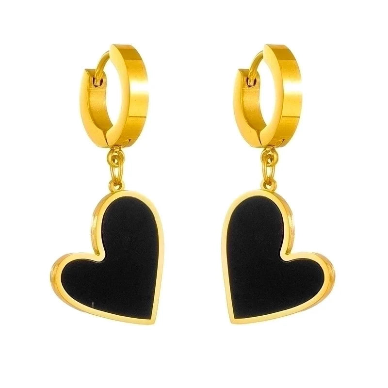 Pendientes acero inoxidable, forma de corazón