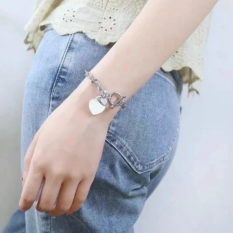 Pulsera Estilo simple Acero y titanio Corazón