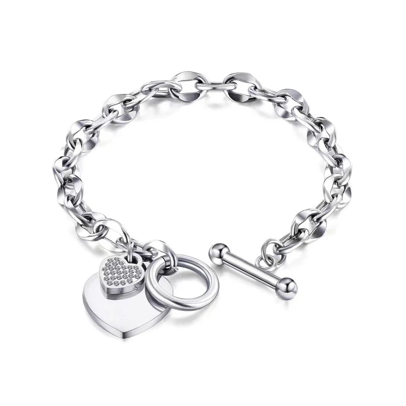 Pulsera Estilo simple Acero y titanio Corazón