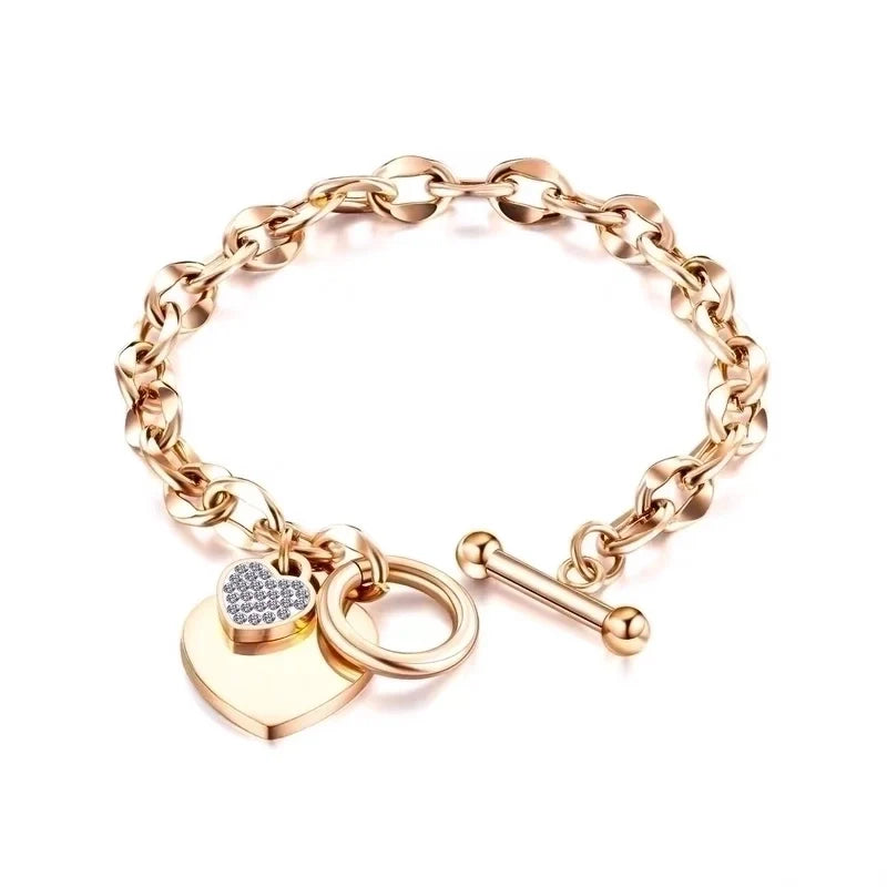 Pulsera Estilo simple Acero y titanio Corazón