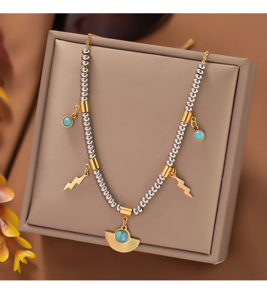 Collar detalles turquesas